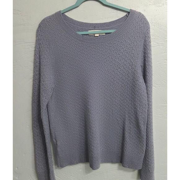 Ann Taylor Loft Woman's Blue Wool Blend/ Rabbit Hair Sparkly Sweater Size XL - Picture 3 of 6